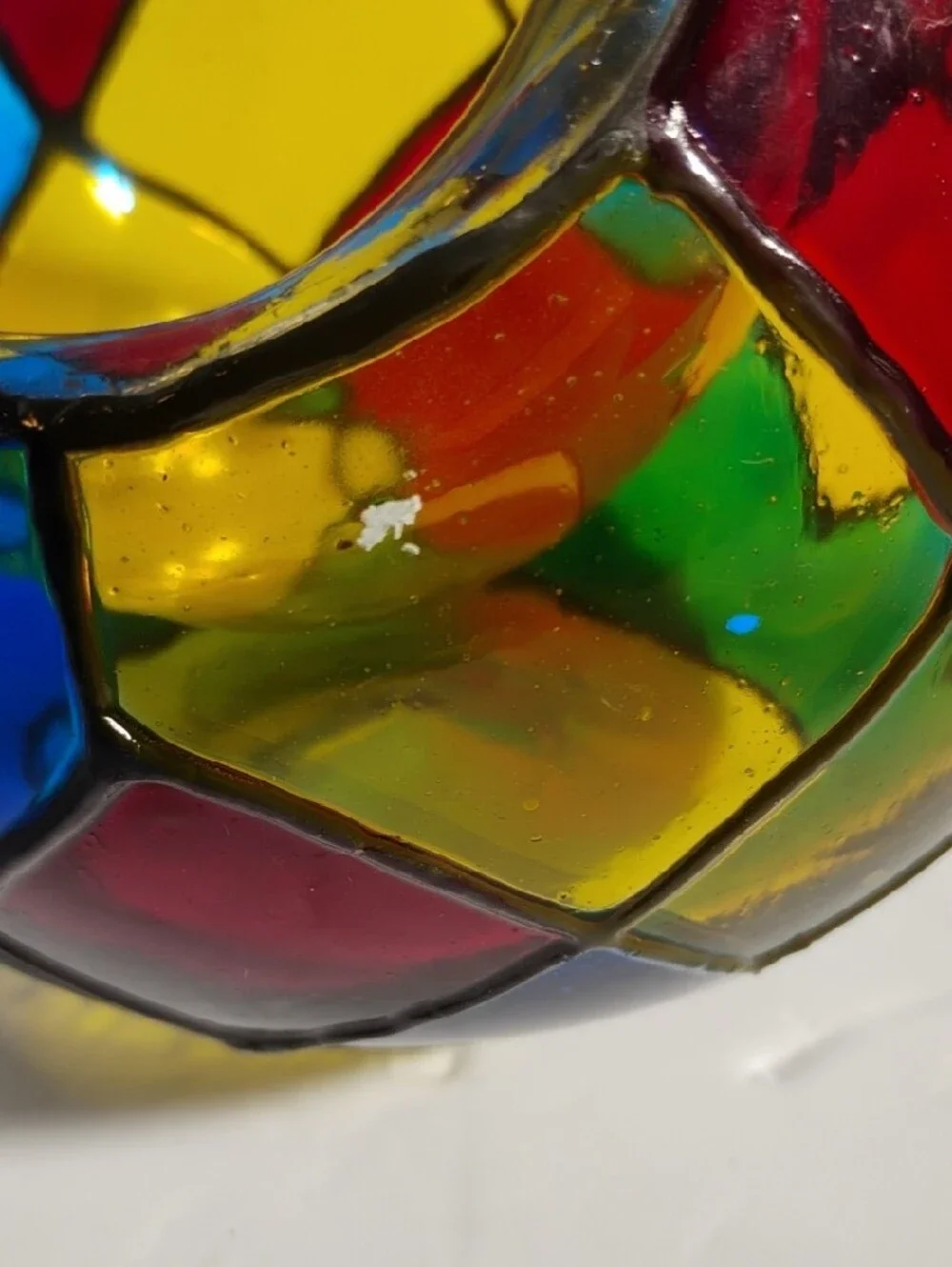 Vidrio Handblown  Glass   Multicolor Wine Cooler Signed Made In Mexico